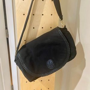 Tory Burch black messenger or diaper bag